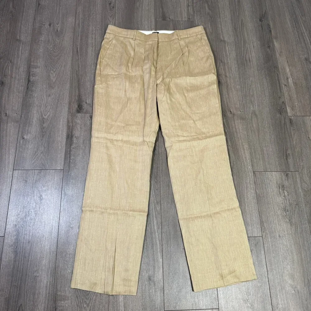 J Crew Portia Herringbone Linen Blend Pants US Women's 14 Tall New - Picture 3 of 7